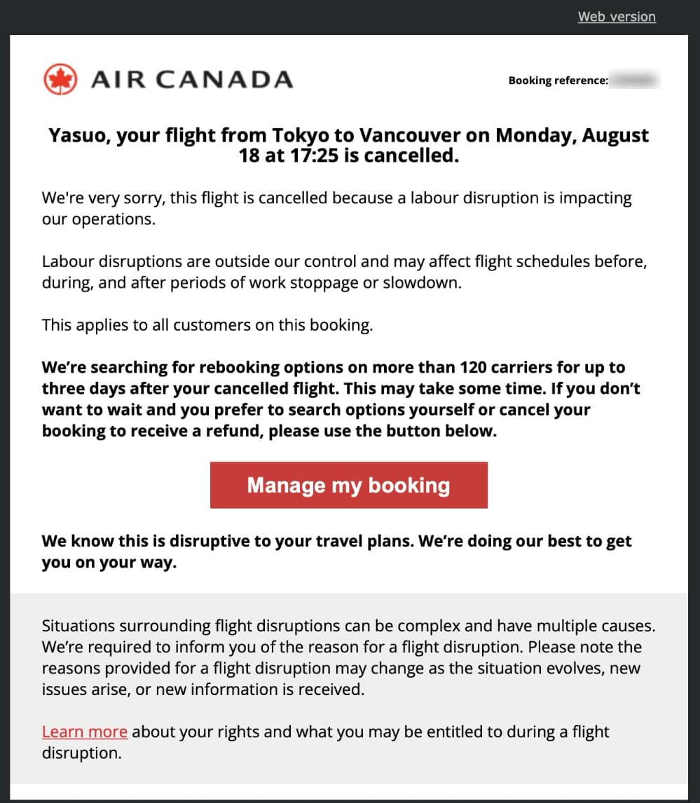 Your flight is cancelled
